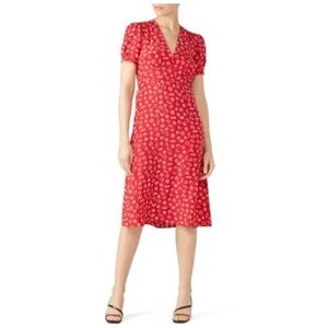 HVN
Paula V-Neck Dress silk dress red with shells size Small